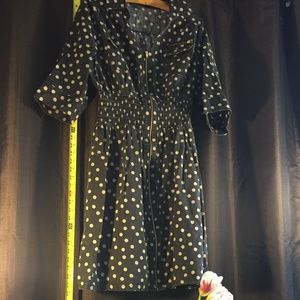 Polka dot faux denim dress